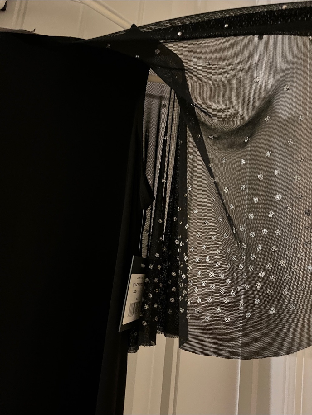 MARINA Black Evening Dress with Sheer Embellished Capelet - Picture 8 of 8